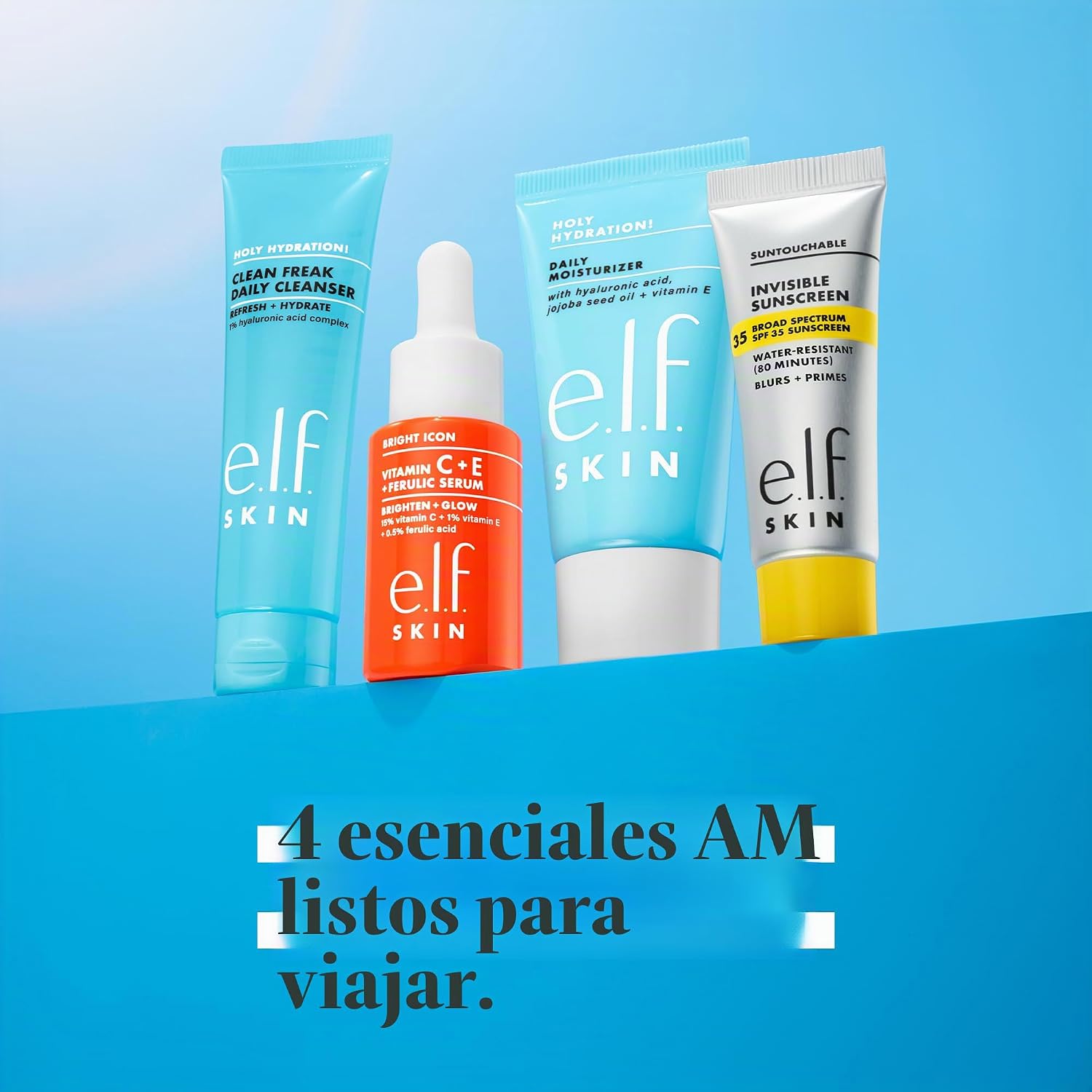 E.L.F. SKIN WAKE THE E.L.F. UP KIT DE MAQUILLAJE DE CUIDADO DE LA PIEL, LIMPIADOR FACIAL HIDRATANTE DE TAMAÑO DE VIAJE, - 2