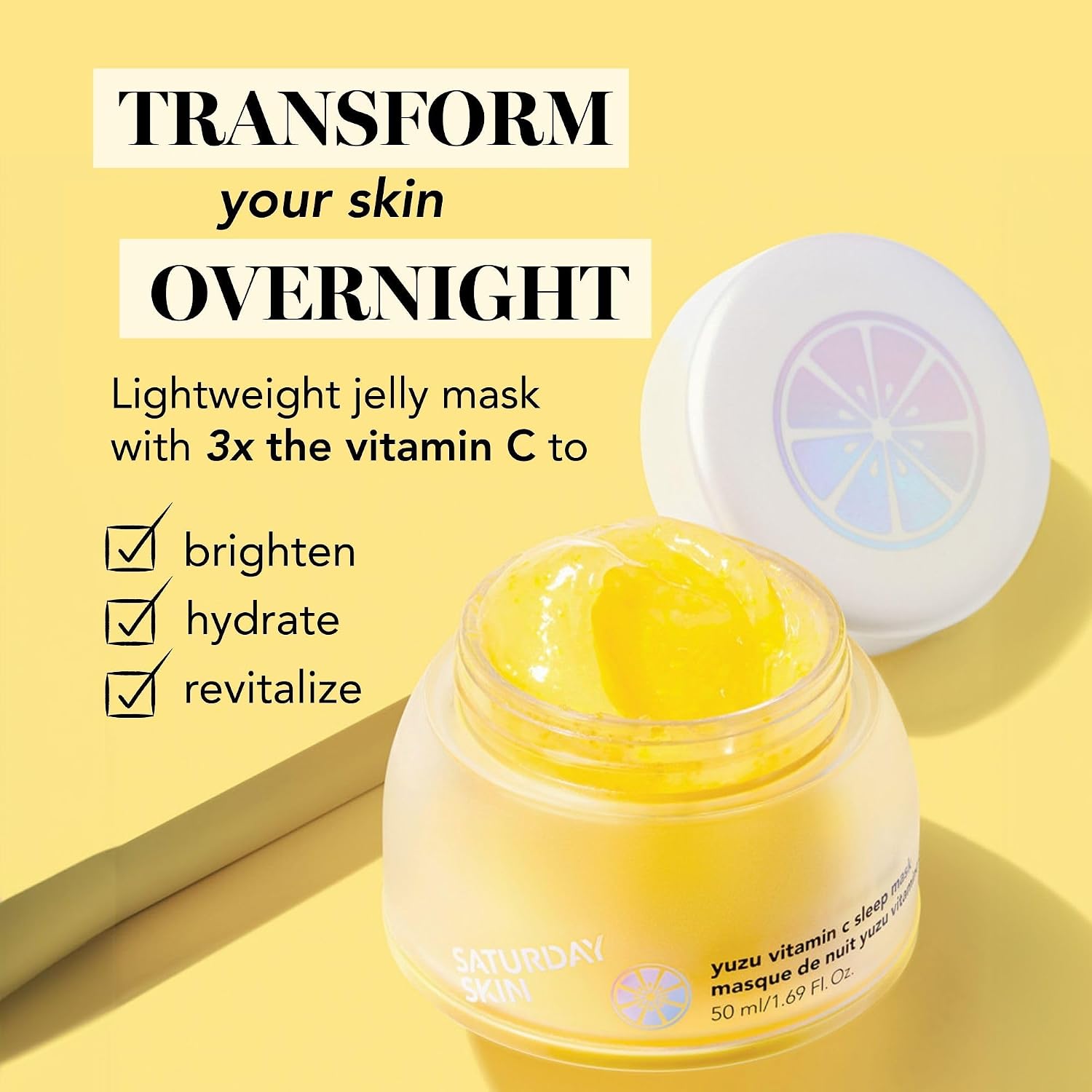 SATURDAY SKIN YUZU - MÁSCARA DE VITAMINA C PARA DORMIR DURANTE LA NOCHE, REGENERISTA, RETINOL, CREMA HIDRATANTE FACIAL ULTRA - 2