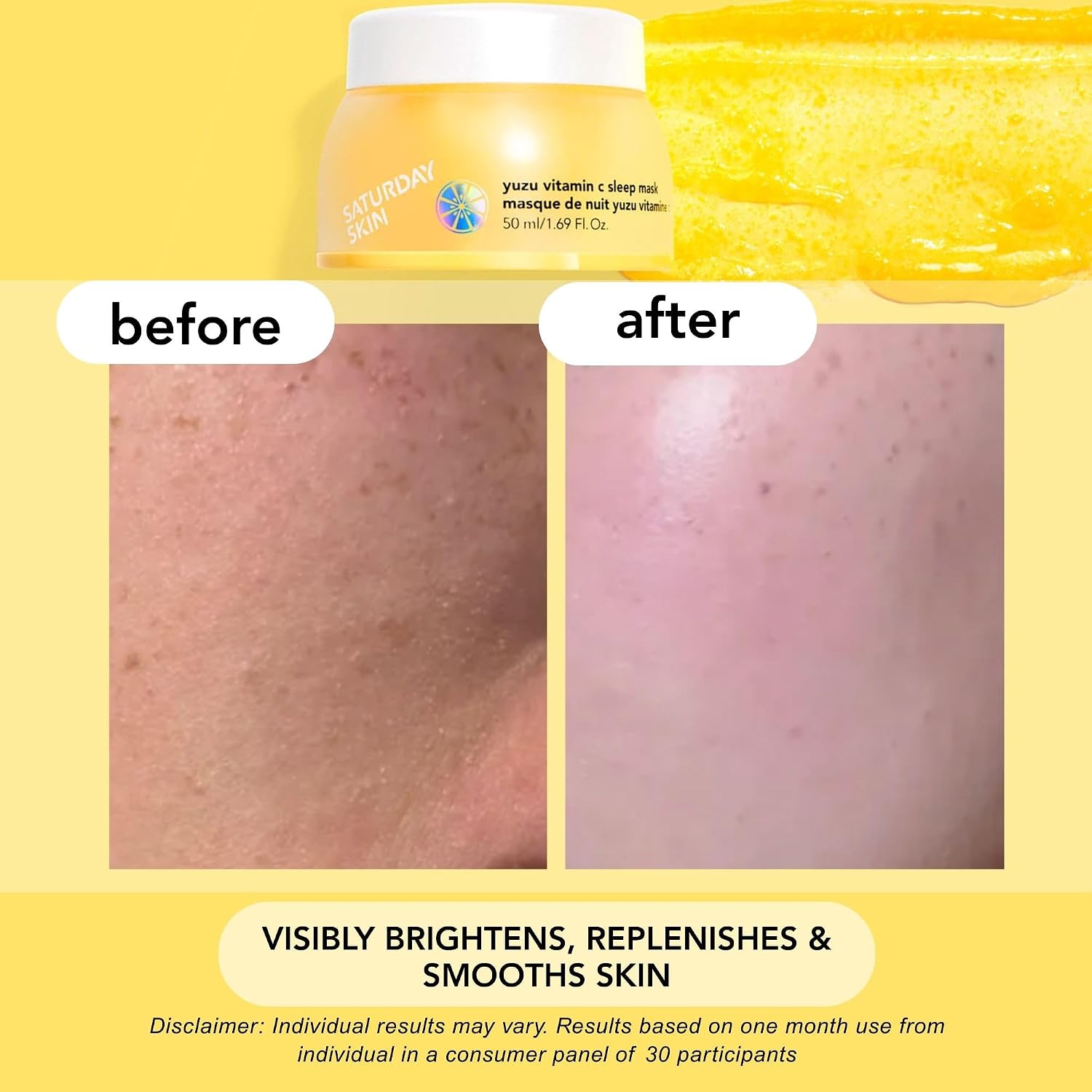 SATURDAY SKIN YUZU - MÁSCARA DE VITAMINA C PARA DORMIR DURANTE LA NOCHE, REGENERISTA, RETINOL, CREMA HIDRATANTE FACIAL ULTRA - 5