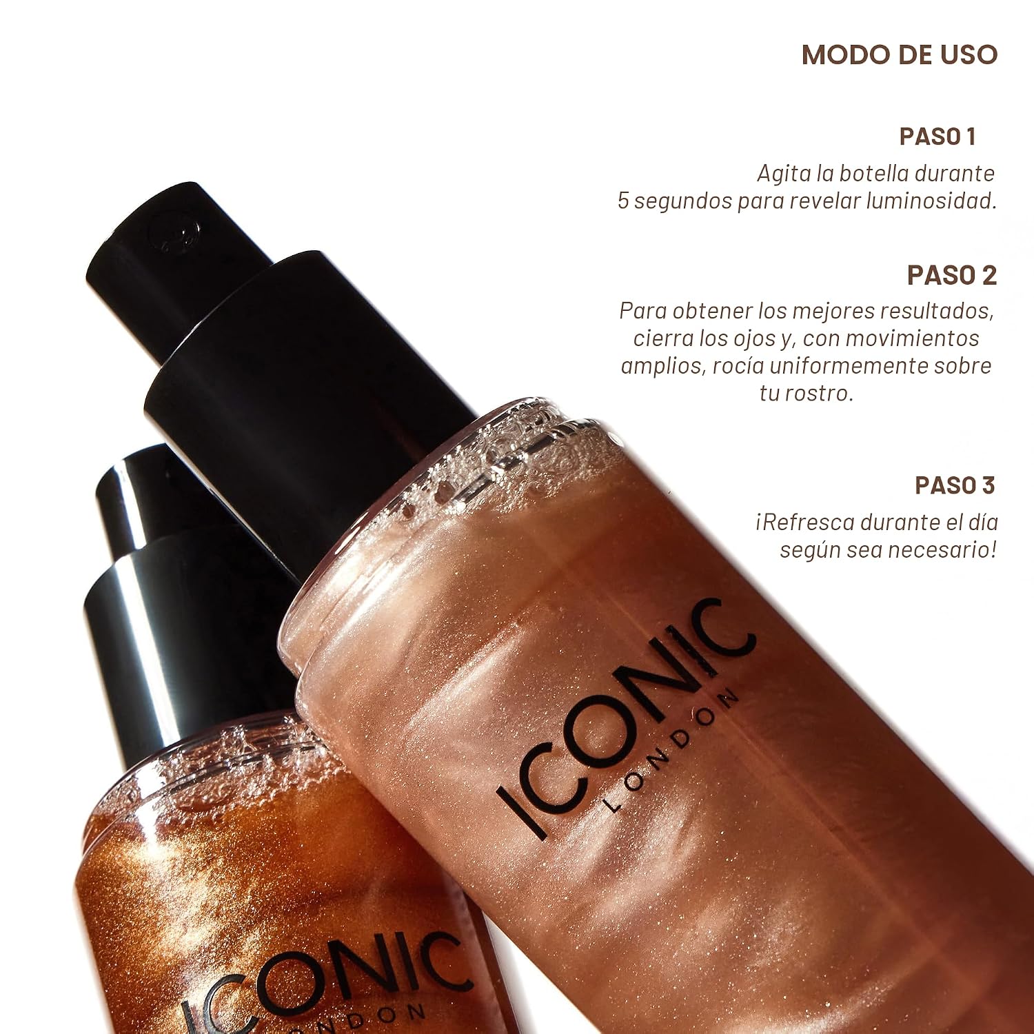 ICONIC LONDON PREP-KIT DE MAQUILLAJE SET-BRILLO GLOW HIDRATANTE FIJADOR SPRAY BRILLANTE, FÓRMULA 3 EN 1 PARA UN ACABADO - 5
