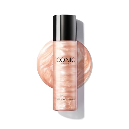 ICONIC LONDON PREP-KIT DE MAQUILLAJE SET-BRILLO GLOW HIDRATANTE FIJADOR SPRAY BRILLANTE, FÓRMULA 3 EN 1 PARA UN ACABADO - 7
