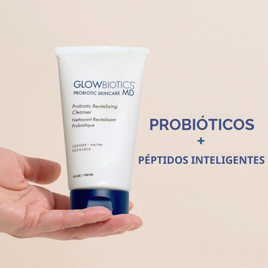 GLOWBIOTICS LIMPIADOR REVITALIZANTE PROBIÓTICO, PÉPTIDOS, ALOE VERA, VITAMINA E, HIDRATANTE, CALMANTE PARA PIEL SECA, - 3