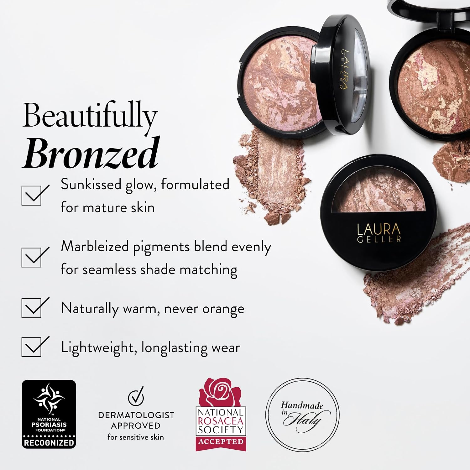 LAURA GELLER NEW YORK POLVO BRONCEADOR HORNEADO BRONZE-N-BRIGHTEN - CLARO - BRILLO BRONCE NATURAL - 3