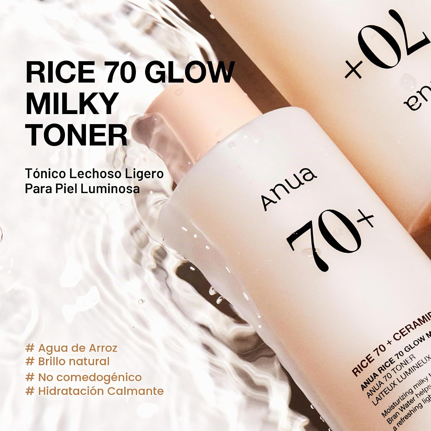 ANUA RICE 70 BRILLO GLOW MILKY TÓNICO FACIAL, PARA PIEL DE VIDRIO, AGUA DE ARROZ, NIACINAMIDA, CERAMIDAS, PANTENOL, SIN - 2