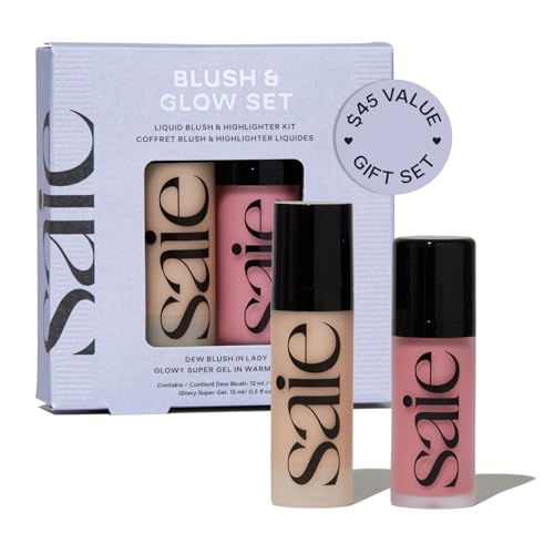 SAIE RUBOR MAQUILLAJE Y BRILLO GLOW - KIT DE MAQUILLAJE SET DE REGALO NAVIDEÑO RUBOR DE ROCÍO PARA MEJILLAS Y RESALTADOR - 7