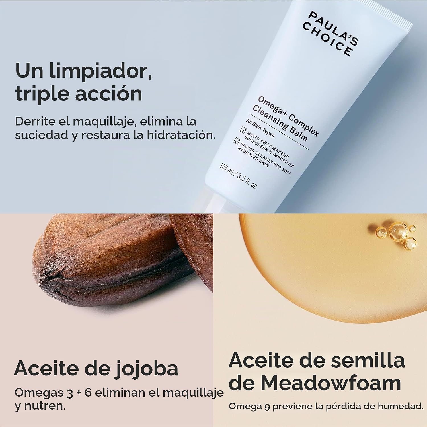 PAULA S CHOICE OMEGA COMPLEX - BÁLSAMO LIMPIADOR FACIAL DE DOBLE LIMPIEZA Y REMOVEDOR DE MAQUILLAJE DIARIO, ADECUADO - 3