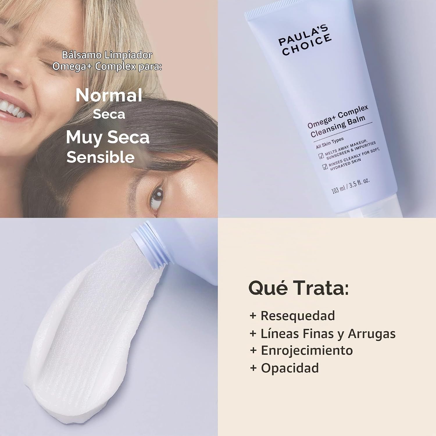PAULA S CHOICE OMEGA COMPLEX - BÁLSAMO LIMPIADOR FACIAL DE DOBLE LIMPIEZA Y REMOVEDOR DE MAQUILLAJE DIARIO, ADECUADO - 4