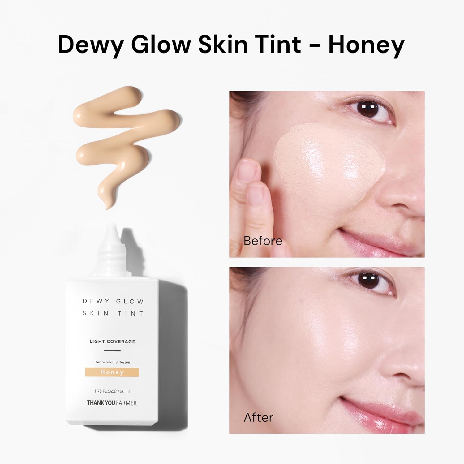 THANK YOU FARMER DEWY BRILLO GLOW SKIN TINT, HIDRATANTE TINTADO DE LARGA DURACIÓN, COBERTURA LIGERA, VITAMINA B3, - 4