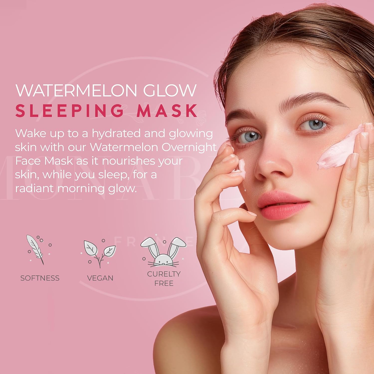 MASCARILLA PARA DORMIR CON BRILLO DE SANDÍA, MÁSCARA FACIAL NOCTURNA, HIDRATANTE DE HIDRATACIÓN DIARIA, NUTRICIÓN SUAVE, - 4