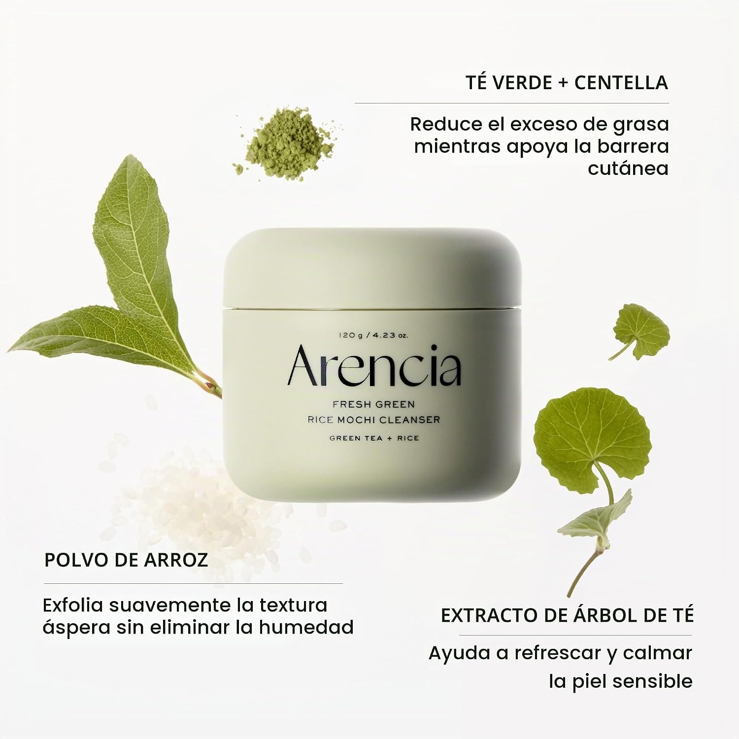 ARENCIA KOREAN RICE MOCHI LIMPIADOR FACIAL LAVADO FACIAL, EXFOLIANTE SUAVE TODO EN UNO PARA LIMPIEZA PROFUNDA, HIDRATACIÓN, - 5