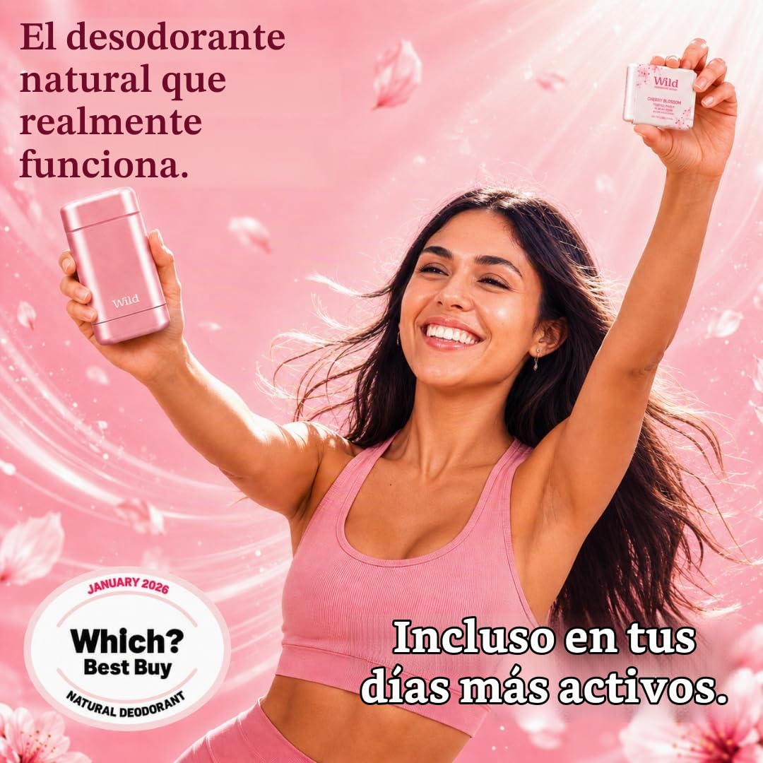 WILD - KIT DE MAQUILLAJE DE INICIACIÓN DE DESODORANTE RECARGABLE CON ESTUCHE ROSA Y REPUESTO PERFUMADO DE ALGODÓN FRESCO - 2