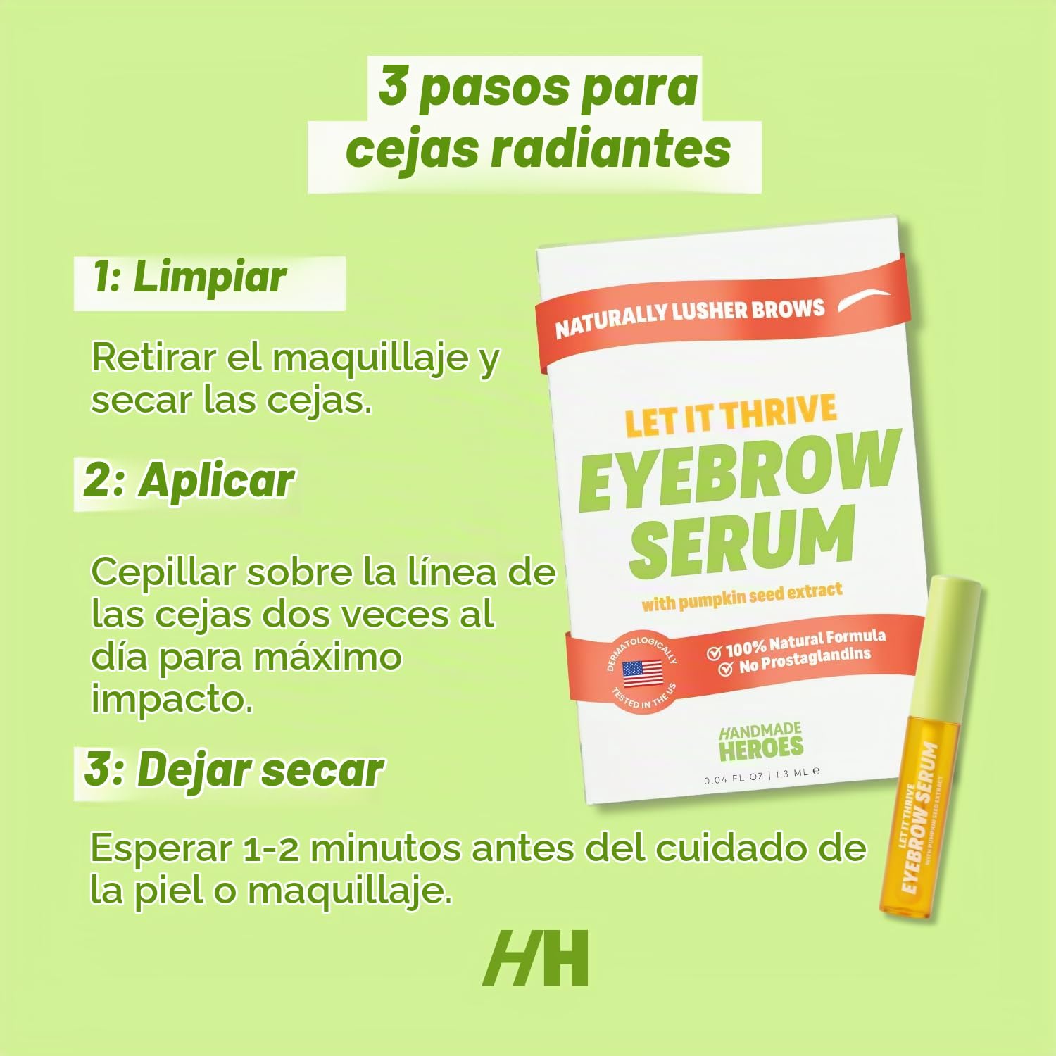 HANDMADE HEROES - SUERO PARA CEJAS - POTENCIADOR DE CEJAS VEGANO NATURAL CON ACEITE DE SEMILLA DE ROMERO Y CALABAZA - SUERO - 5