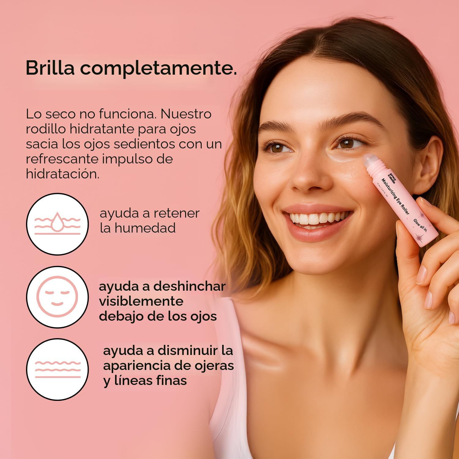 GRACE Y STELLA SUAVIZADOR PARA DEBAJO DE LOS OJOS CON BOLA RODANTE DE CUARZO ROSA - SUERO PARA OJOS DE ÁCIDO HIALURÓNICO - 2