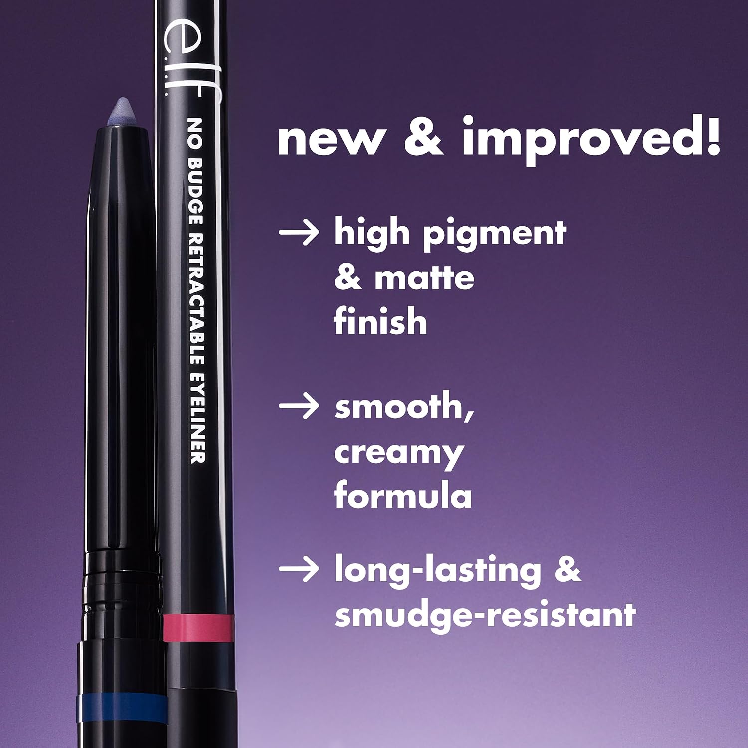 E.L.F. DELINEADOR DE OJOS RETRÁCTIL NO BUDGE, CREMOSO, ULTRA PIGMENTADO E IMPERMEABLE, CREA LÍNEAS ATREVIDAS Y DEFINIDAS, - 2