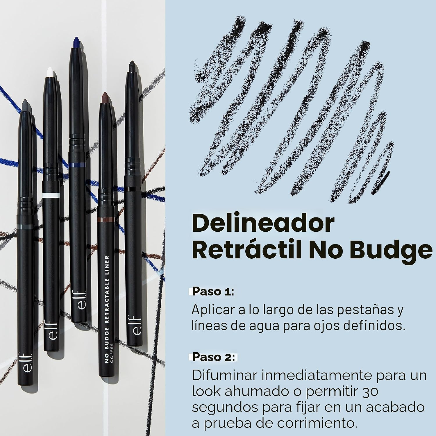E.L.F. DELINEADOR DE OJOS RETRÁCTIL NO BUDGE, CREMOSO, ULTRA PIGMENTADO E IMPERMEABLE, CREA LÍNEAS ATREVIDAS Y DEFINIDAS, - 3