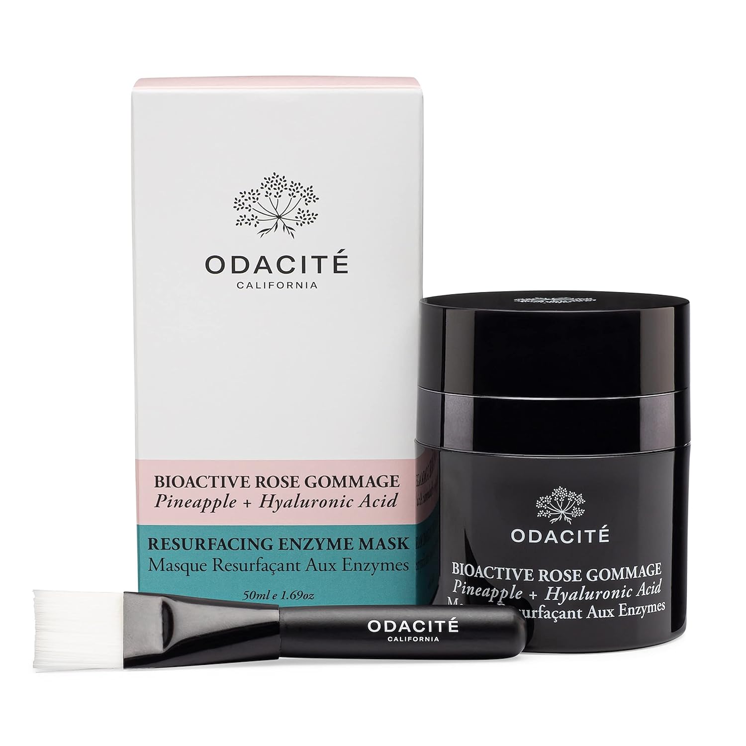 ODACITÉ - MASCARILLA EXFOLIANTE FACIAL RECETA DE GEL BIOACTIVO DE ROSA, PIÑA Y ÁCIDO HIALURÓNICO MÁSCARA DE ENZIMA - 1
