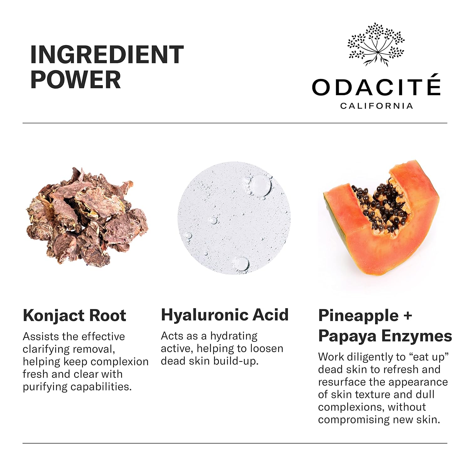 ODACITÉ - MASCARILLA EXFOLIANTE FACIAL RECETA DE GEL BIOACTIVO DE ROSA, PIÑA Y ÁCIDO HIALURÓNICO MÁSCARA DE ENZIMA - 3