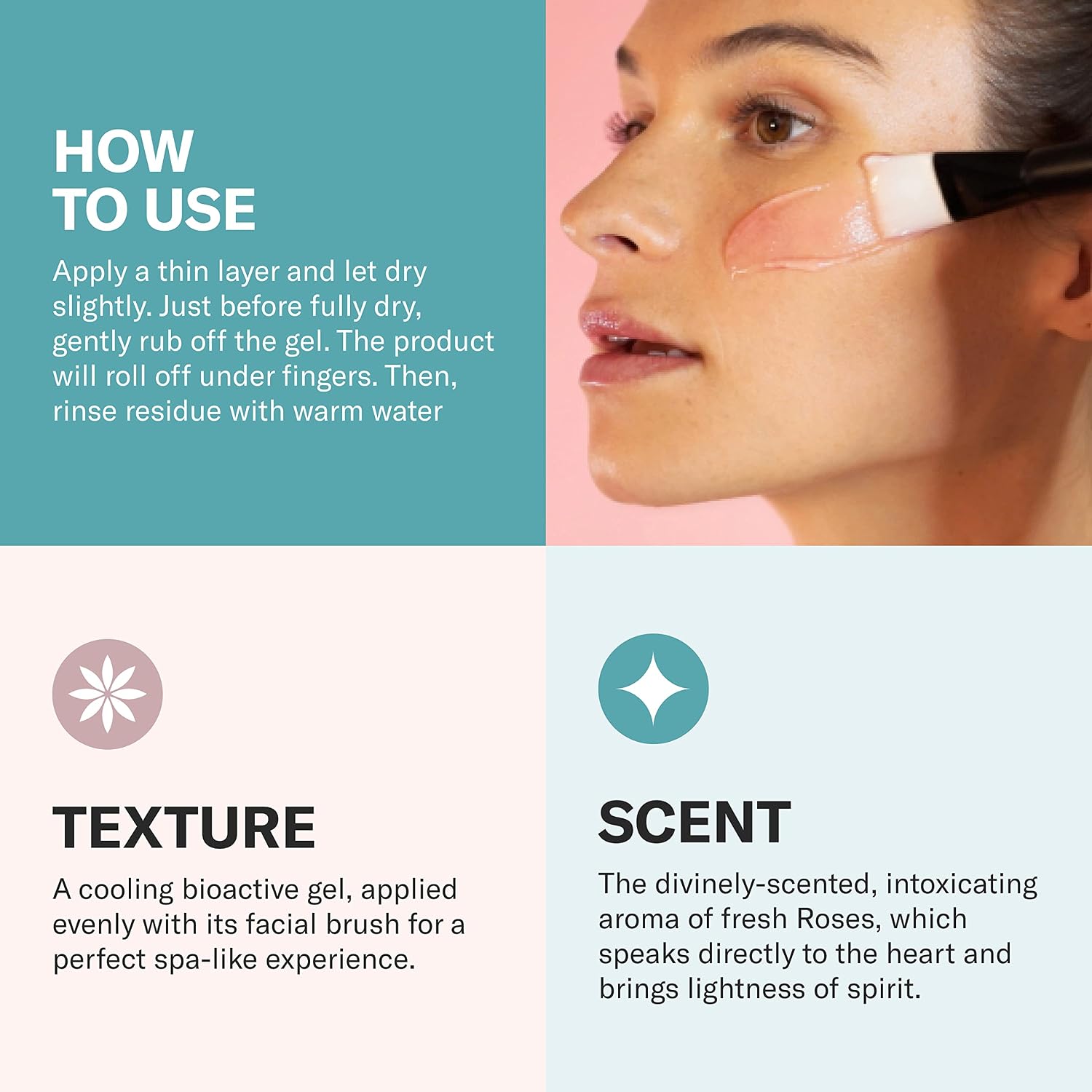 ODACITÉ - MASCARILLA EXFOLIANTE FACIAL RECETA DE GEL BIOACTIVO DE ROSA, PIÑA Y ÁCIDO HIALURÓNICO MÁSCARA DE ENZIMA - 4