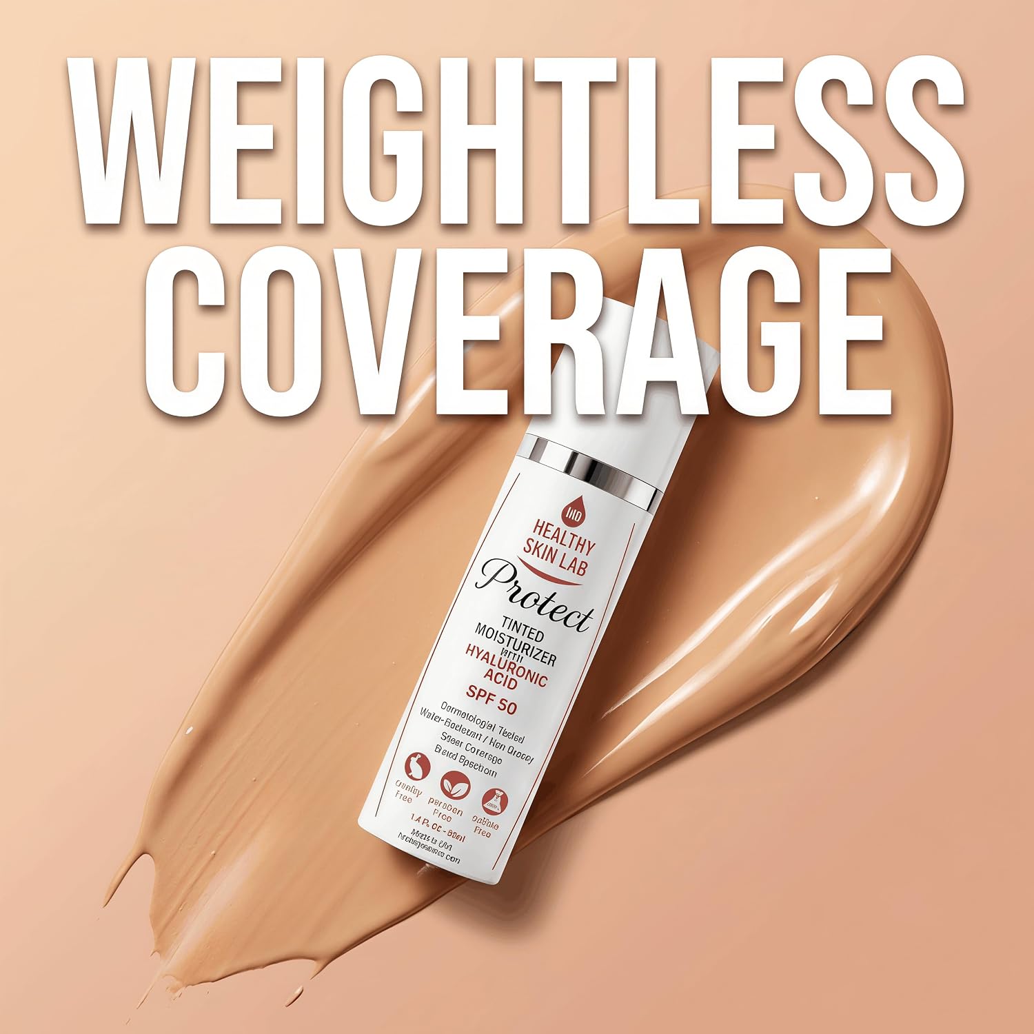 HEALTHY SKIN LAB PROTECT - HIDRATANTE TINTADO Y PROTECTOR SOLAR MINERAL SPF 50, TINTE UNIVERSAL TRANSPARENTE, COBERTURA - 3