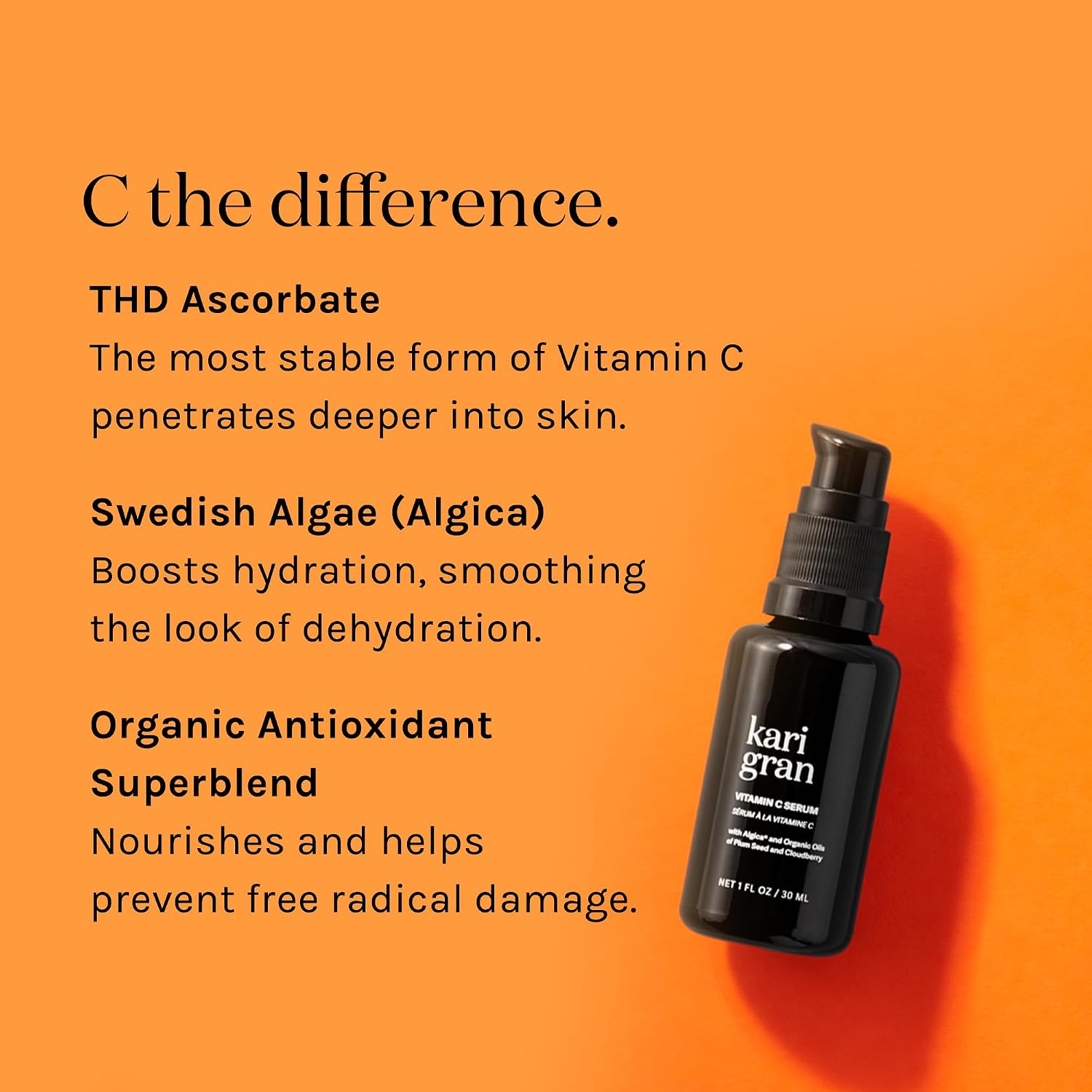 KARI GRAN 10% THDA SUERO DE VITAMINA C, A BASE DE ACEITE, ILUMINADOR DE LA PIEL, 1 ONZA - 3