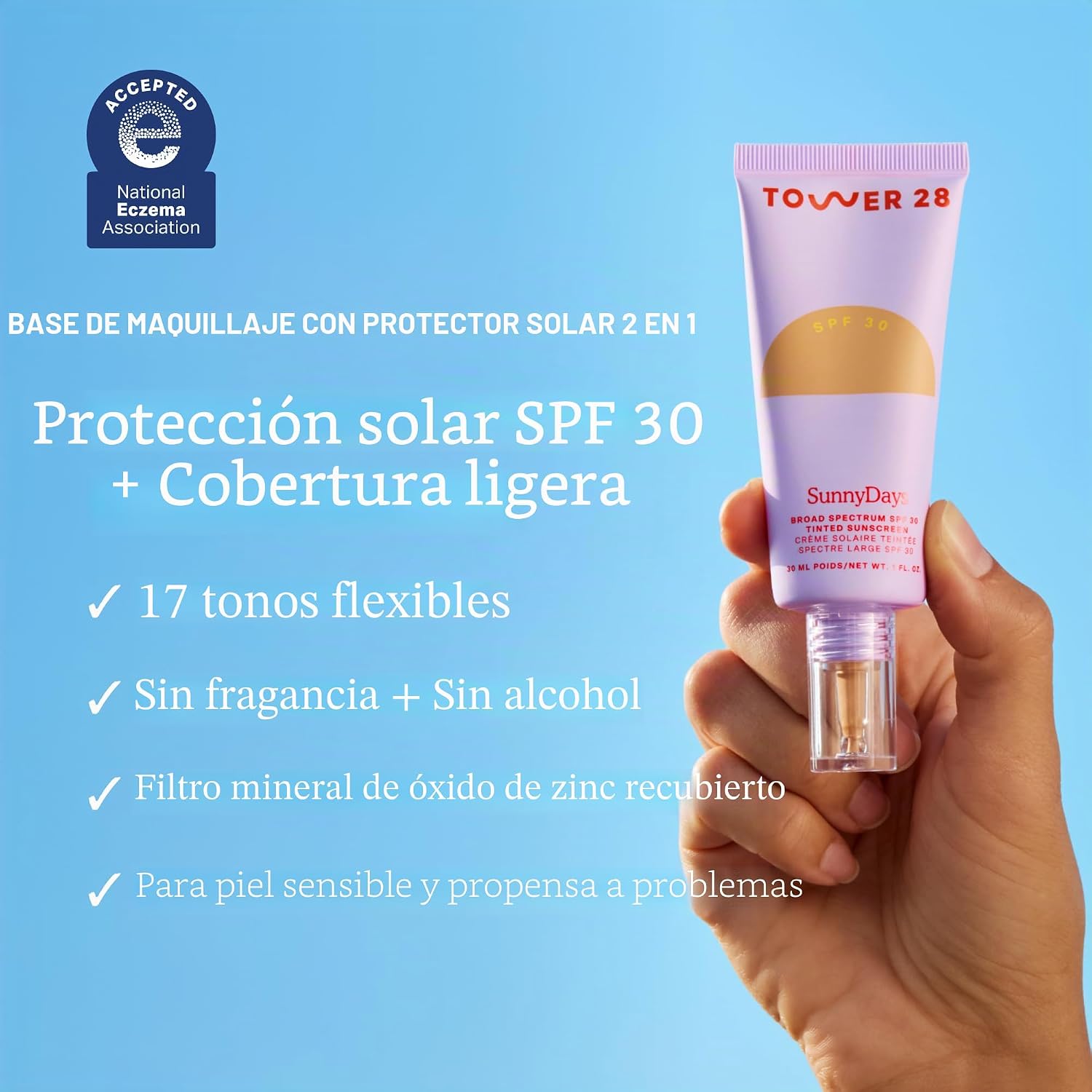 TOWER 28 SUNNYDAYS - BASE DE PROTECCIÓN SOLAR TINTADA SPF 30, SOMBRA 15 1 OZ - 2