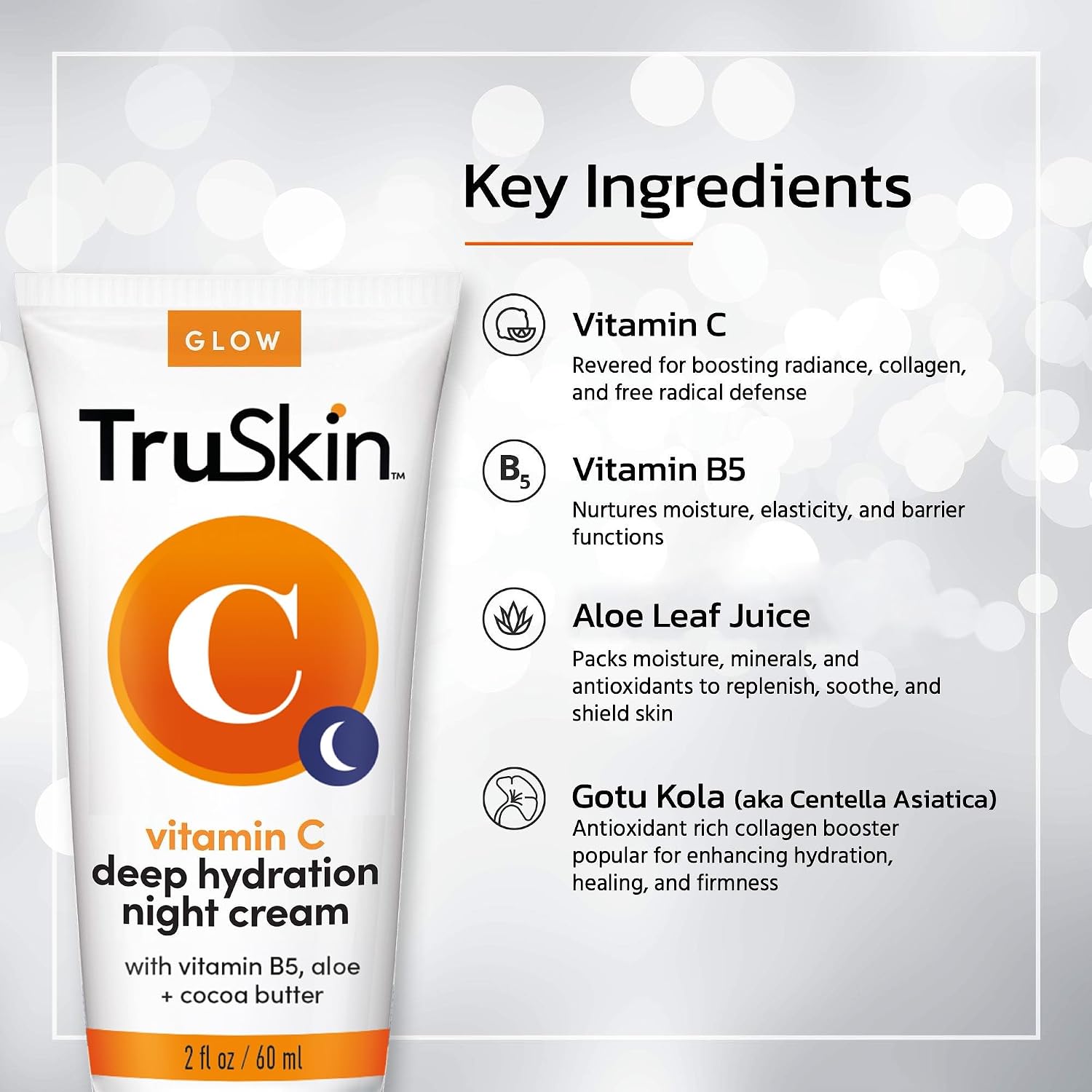 TRUSKIN CREMA NOCTURNA CON VITAMINA C MEZCLA DE APOYO NATURAL DEL COLÁGENO DE LA PIEL CON MANTECA DE CACAO, VITAMINA B5, - 2