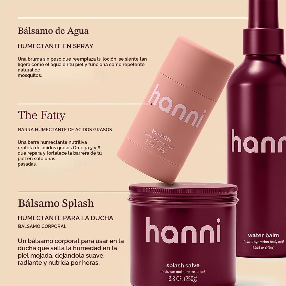 HANNI KIT DE MAQUILLAJE SET DE REGALO HIDRATANTE CORPORAL SPLASH SALVE, WATER BALM Y THE FATTY - 2