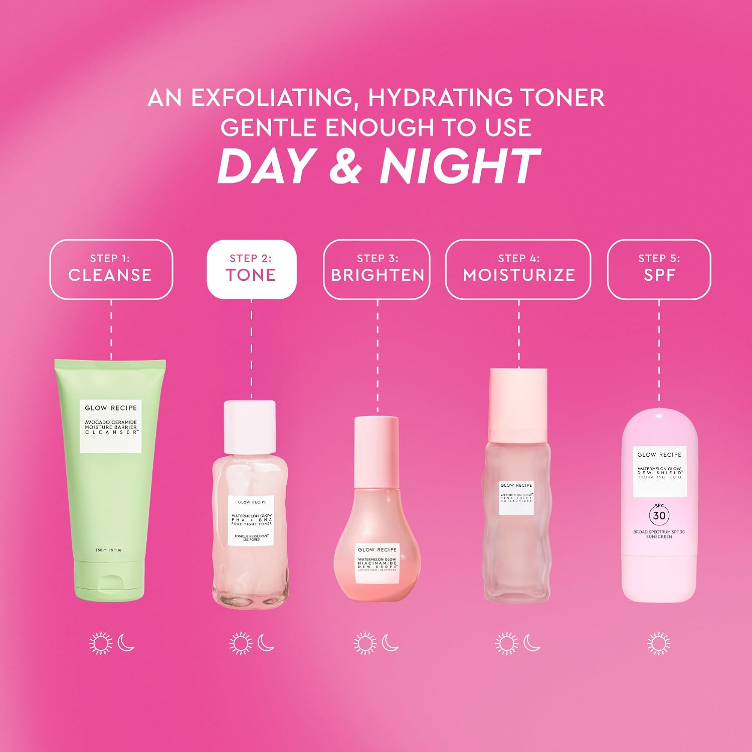 BRILLO GLOW RECIPE PHA BHA TĂNICO FACIAL - MINIMIZADOR DE POROS DE CUIDADO COREANO DE LA PIEL Y EXFOLIANTE FACIAL SUAVE - 6
