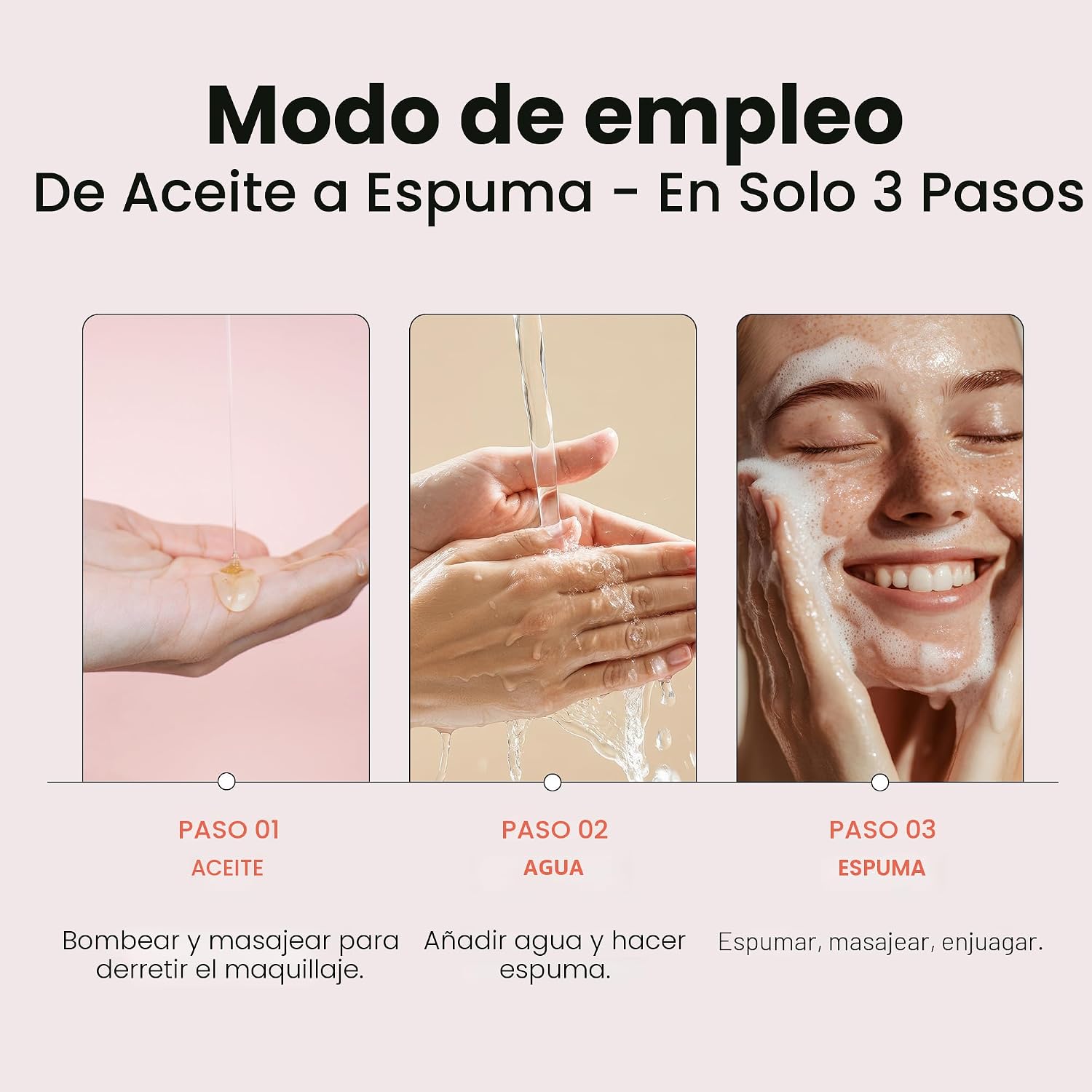 K-BEAUTY ACEITE DE VITAMINA DE ROSA A ESPUMA - LIMPIADOR FACIAL COREANO TODO EN UNO A BASE DE ACEITE CON ESPUMA - - 3