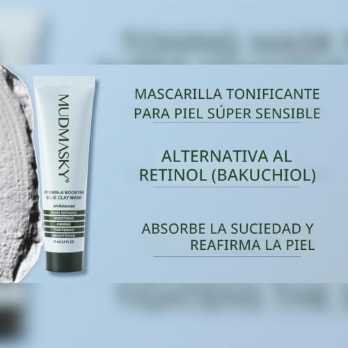 MUDMASKY VITAMIN-A BOOSTER BLUE CLAY MASCARILLA FACIAL 2.0 FL OZ / 2.0FL - ALTERNATIVA NATURAL DE RETINOL CON BAKUCHIOL, - 7