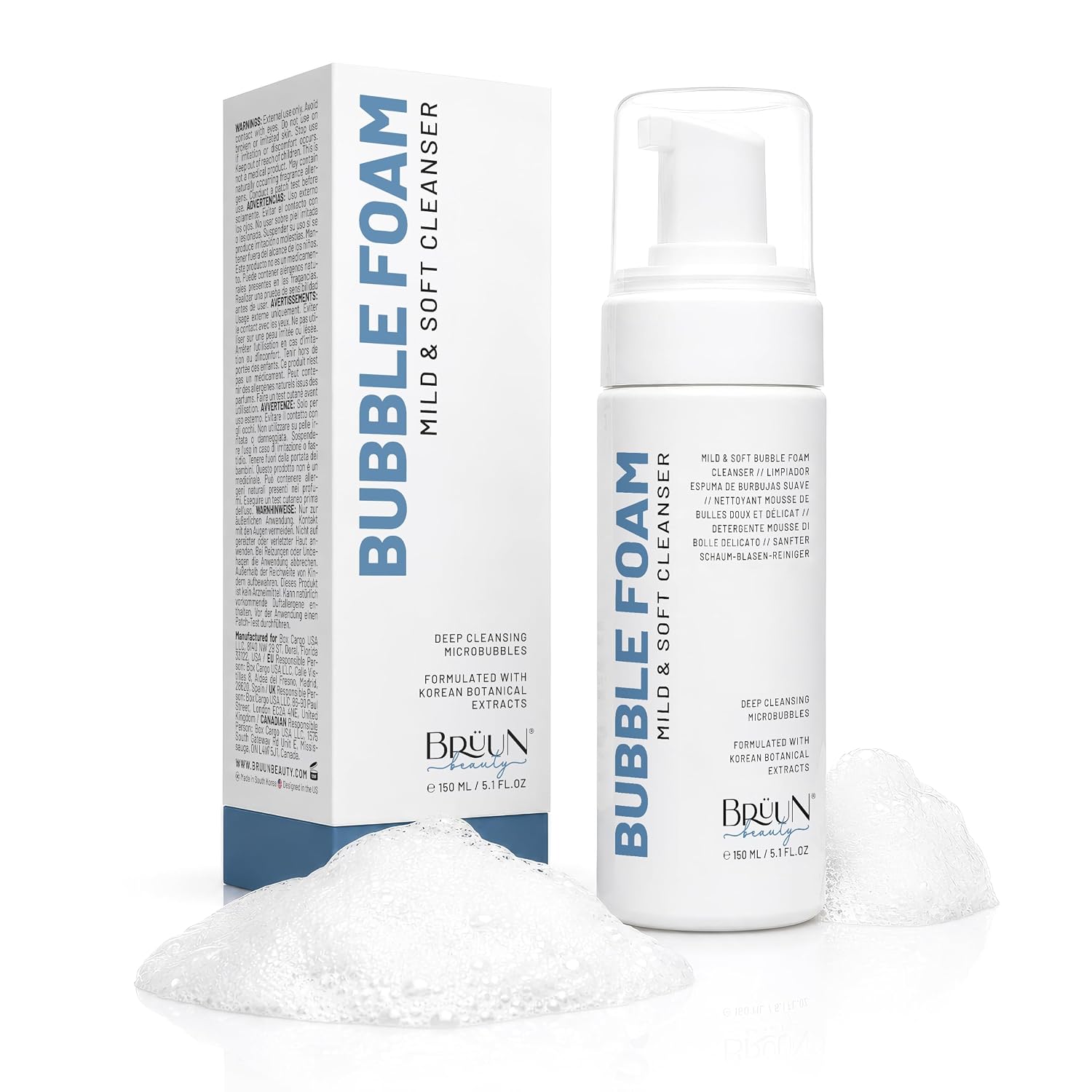 BR UN LIMPIADOR DE ESPUMA DE BURBUJAS PARA LA CARA, LIMPIADOR FACIAL ESPUMOSO DE 5.1 FL OZ PARA LIMPIEZA DOBLE COREANA, - 1