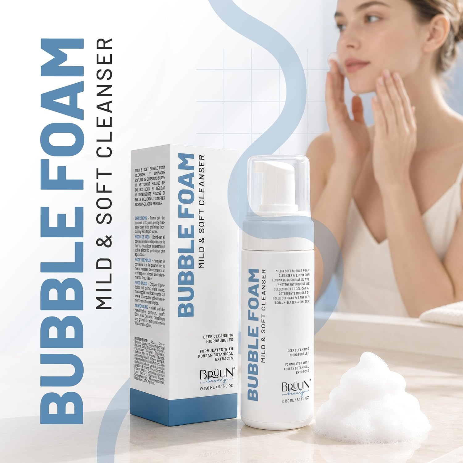 BR UN LIMPIADOR DE ESPUMA DE BURBUJAS PARA LA CARA, LIMPIADOR FACIAL ESPUMOSO DE 5.1 FL OZ PARA LIMPIEZA DOBLE COREANA, - 2