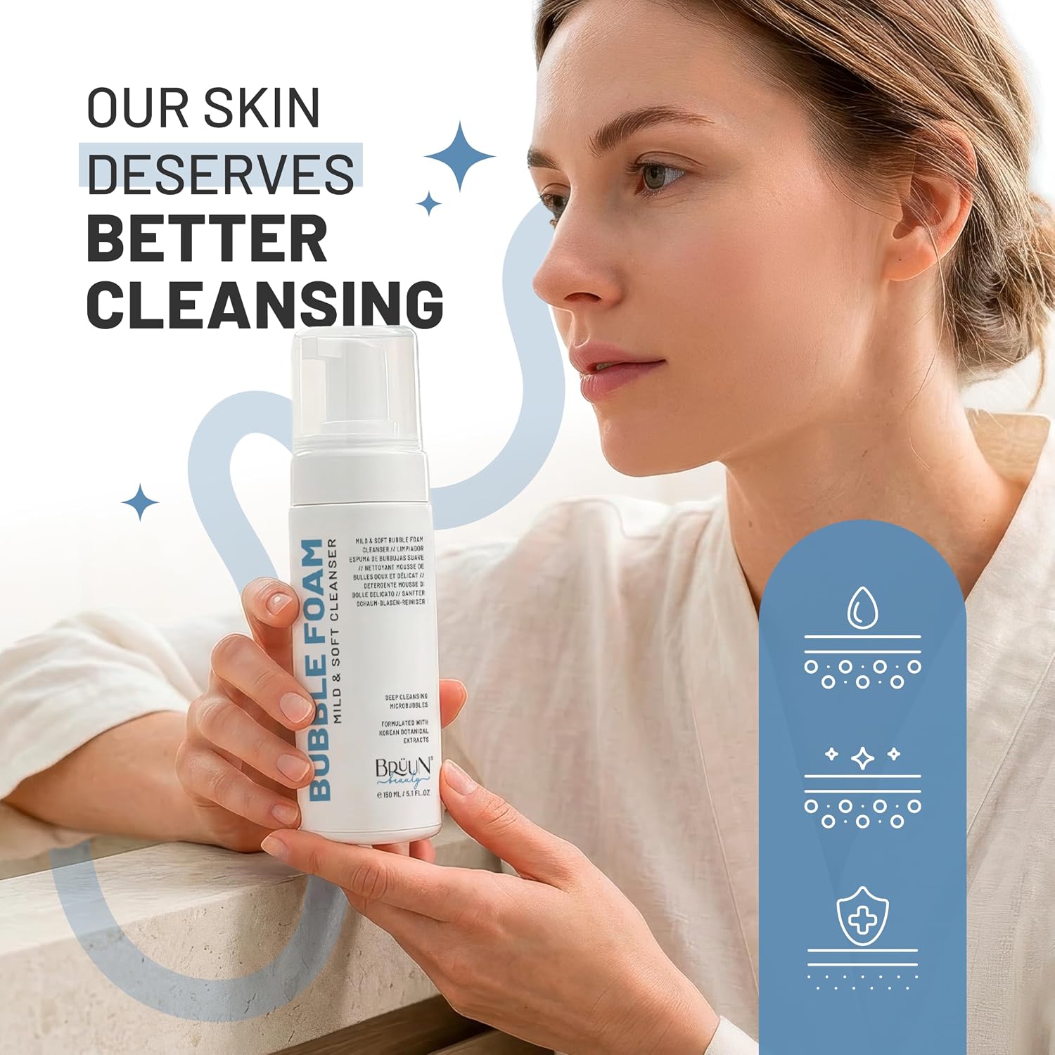 BR UN LIMPIADOR DE ESPUMA DE BURBUJAS PARA LA CARA, LIMPIADOR FACIAL ESPUMOSO DE 5.1 FL OZ PARA LIMPIEZA DOBLE COREANA, - 6