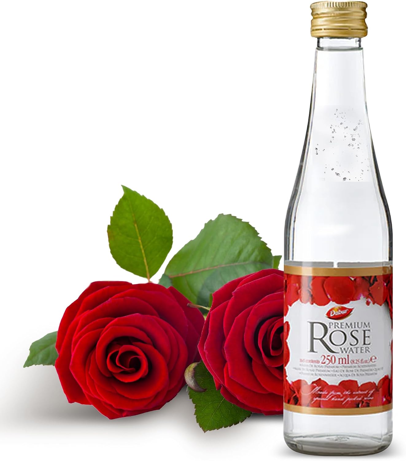 DABUR AGUA DE ROSAS: ELEVA TU ARTE CULINARIO Y DESVELA UNA PIEL BRILLANTE CON ROSAS ROJAS SELECCIONADAS A MANO, ELIXIR - 1