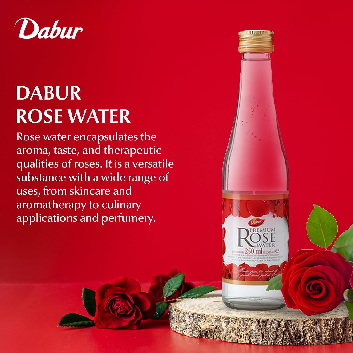 DABUR AGUA DE ROSAS: ELEVA TU ARTE CULINARIO Y DESVELA UNA PIEL BRILLANTE CON ROSAS ROJAS SELECCIONADAS A MANO, ELIXIR - 2