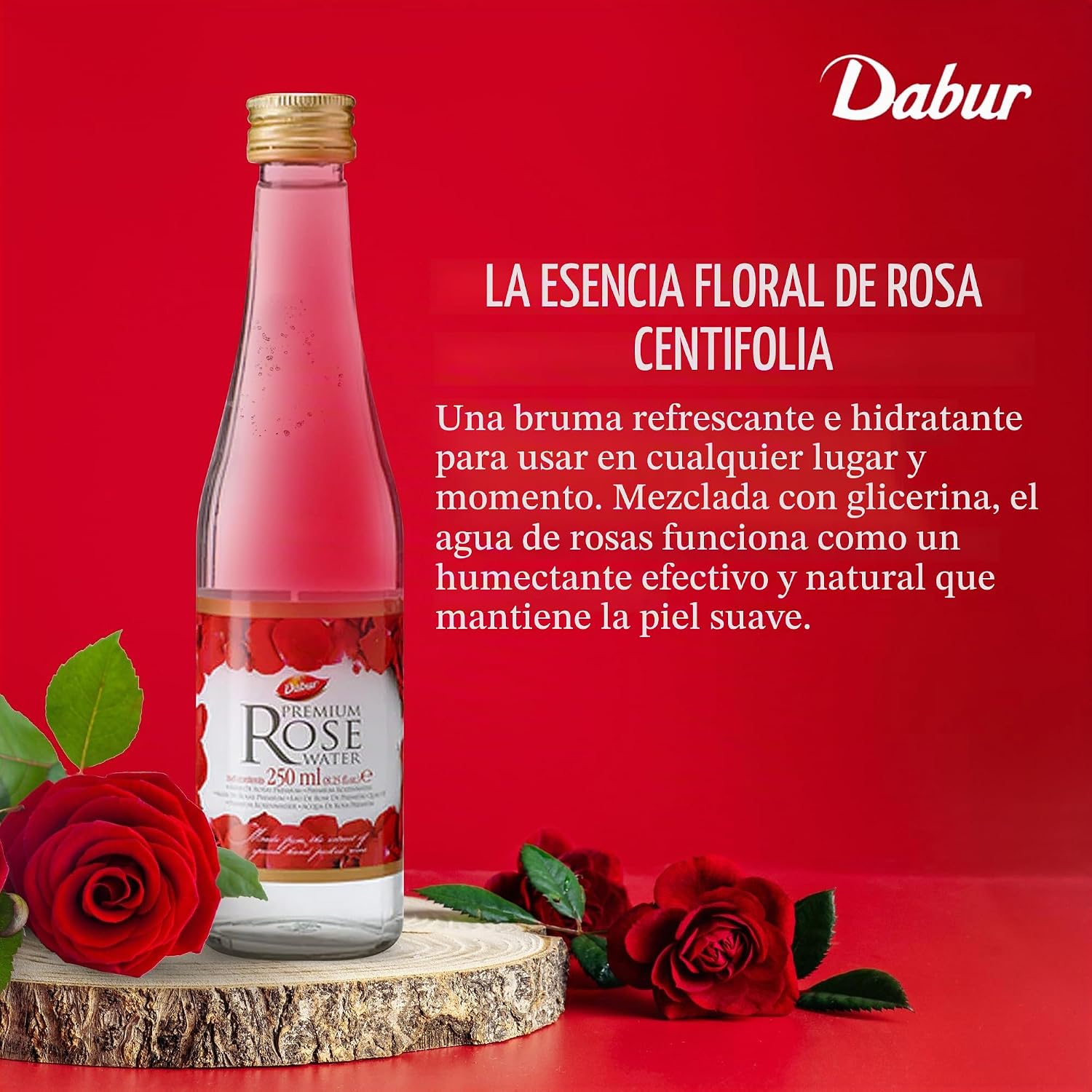 DABUR AGUA DE ROSAS: ELEVA TU ARTE CULINARIO Y DESVELA UNA PIEL BRILLANTE CON ROSAS ROJAS SELECCIONADAS A MANO, ELIXIR - 3