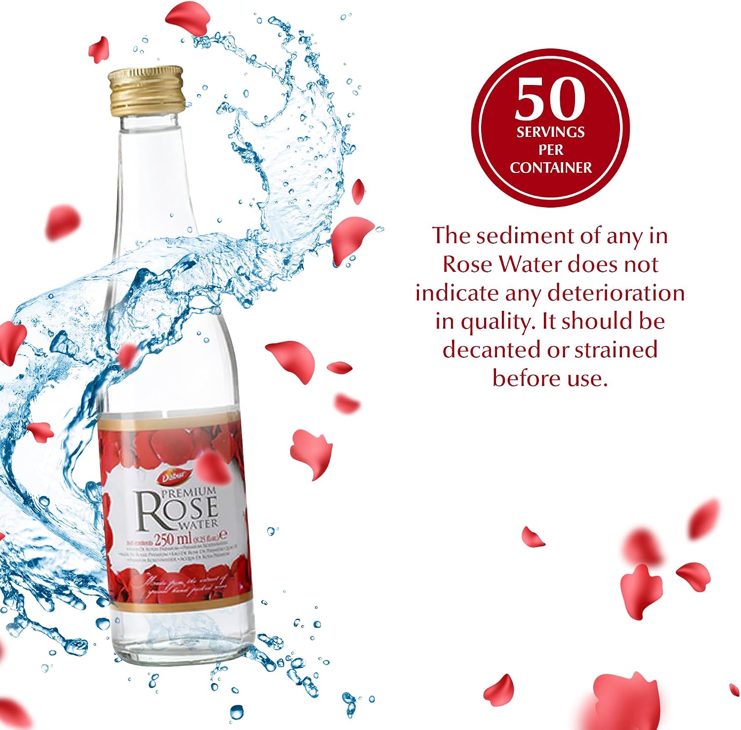 DABUR AGUA DE ROSAS: ELEVA TU ARTE CULINARIO Y DESVELA UNA PIEL BRILLANTE CON ROSAS ROJAS SELECCIONADAS A MANO, ELIXIR - 4