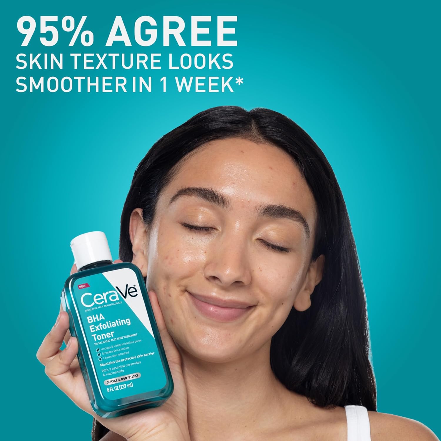 CERAVE BHA TÓNICO FACIAL EXFOLIANTE PARA MINIMIZAR POROS Y PIEL MÁS SUAVE CON CERAMIDAS, 2% ÁCIDO SALICÍLICO Y NIACINAMIDA, - 4