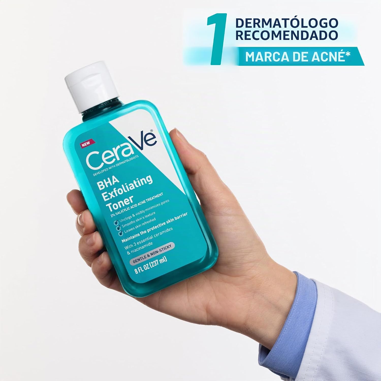CERAVE BHA TÓNICO FACIAL EXFOLIANTE PARA MINIMIZAR POROS Y PIEL MÁS SUAVE CON CERAMIDAS, 2% ÁCIDO SALICÍLICO Y NIACINAMIDA, - 6