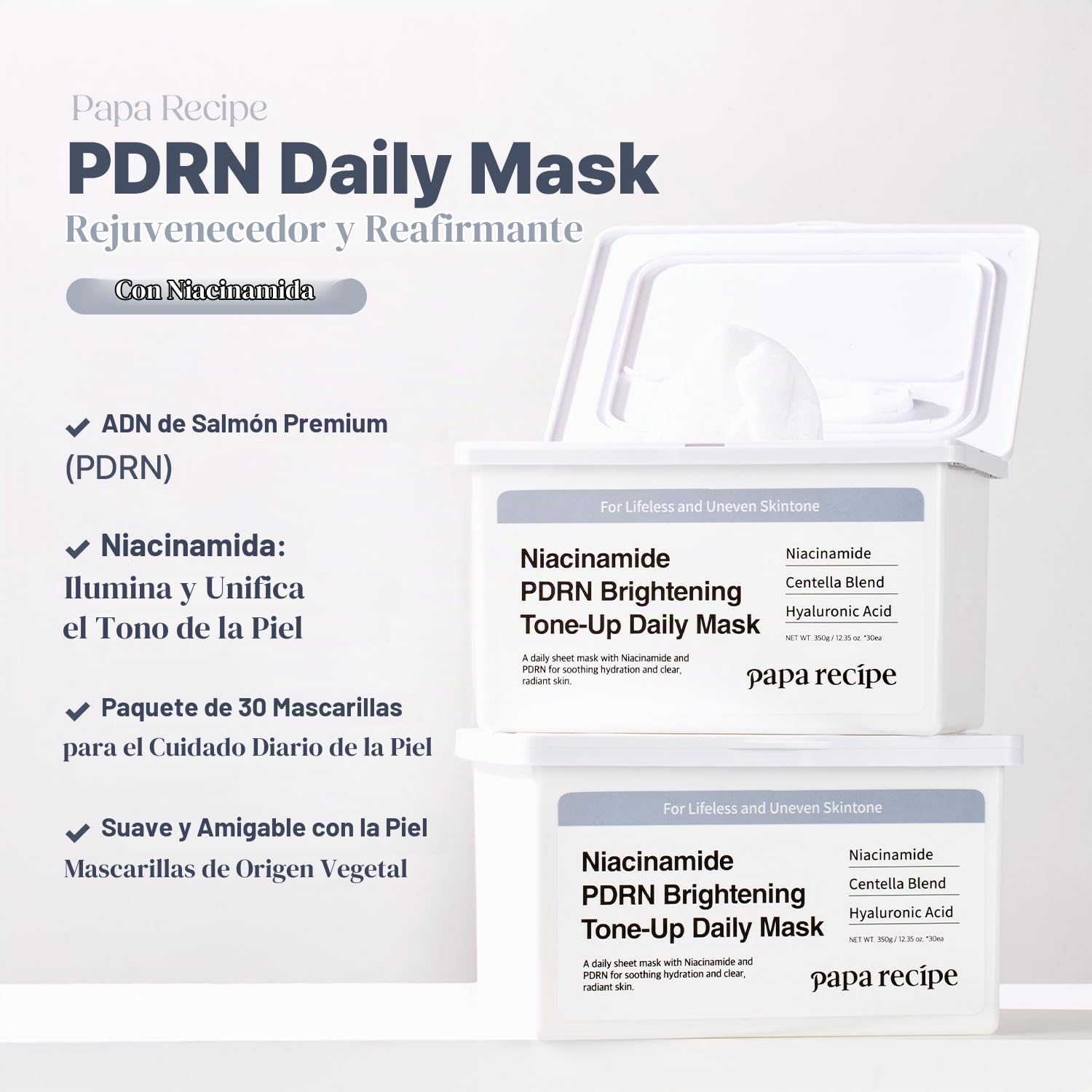 PAPA RECIPE DAILY SHEET MASCARILLA FACIAL PDRN X NIACINAMIDA 30 UNIDADES - PARA OPACIDAD Y POROS VISIBLES, MASCARILLA - 2
