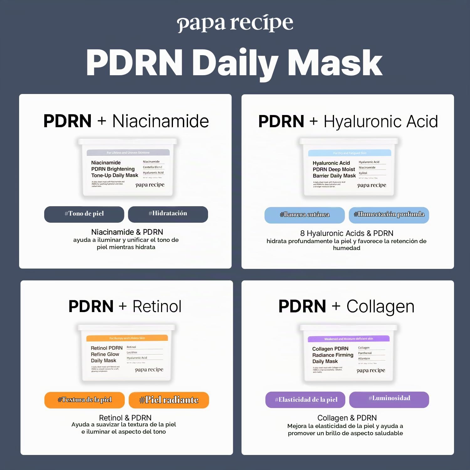 PAPA RECIPE DAILY SHEET MASCARILLA FACIAL PDRN X NIACINAMIDA 30 UNIDADES - PARA OPACIDAD Y POROS VISIBLES, MASCARILLA - 7