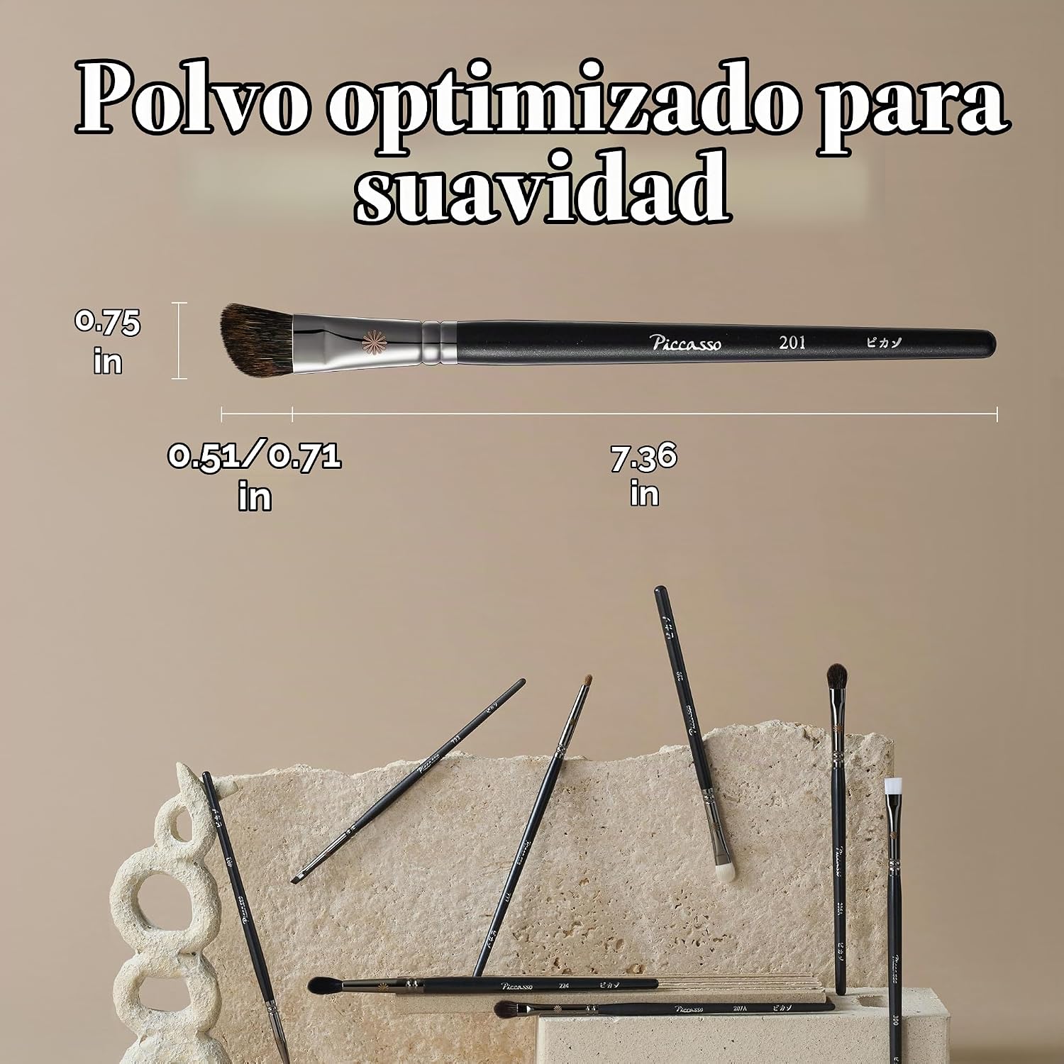 PICCASSO 201 BROCHA DE SOMBREADO DE NARIZ BROCHA DE MAQUILLAJE DE PELO SUAVE PARA DAR FORMA A LA NARIZ Y MAQUILLAJE FACIAL, - 2