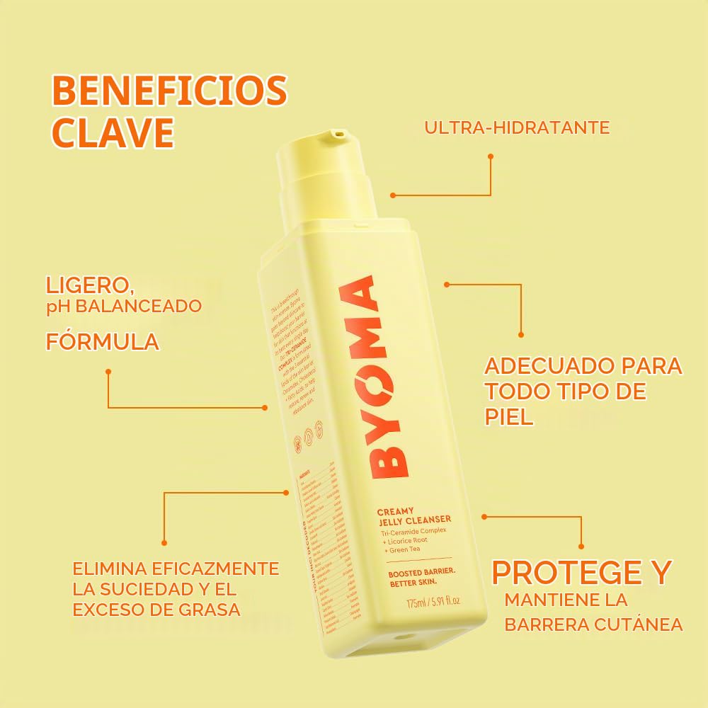 BYOMA LIMPIADOR FACIAL CREMOSO DE GELATINA, LIMPIADOR FACIAL HIDRATANTE PARA REPARACIÓN DE BARRERAS CUTÁNEAS, LAVADO FACIAL - 3