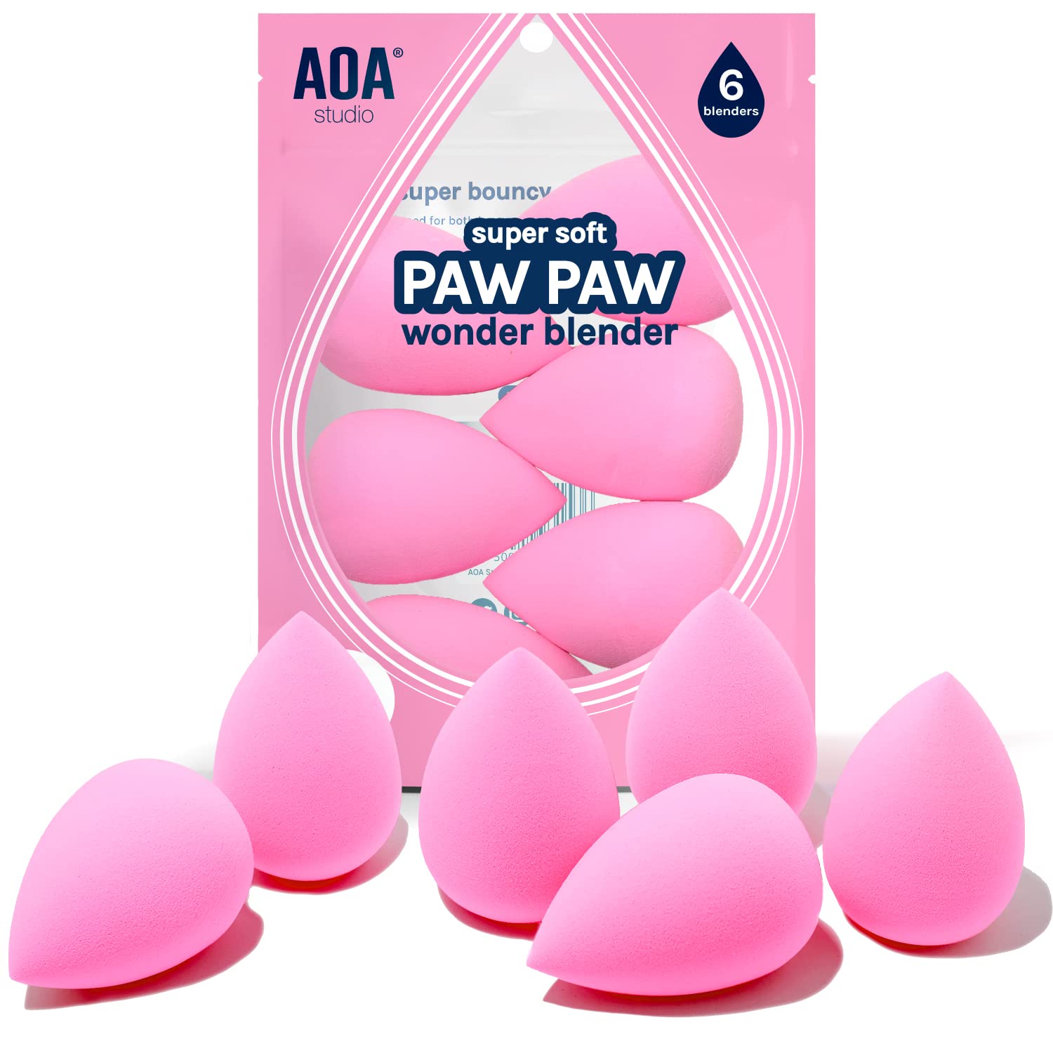 AOA STUDIO JUEGO DE 6 ESPONJAS DE MAQUILLAJE SIN LÁTEX Y ALTA DEFINICIÓN KIT DE MAQUILLAJE SET DE 6 MAQUILLAJE WONDER - 1
