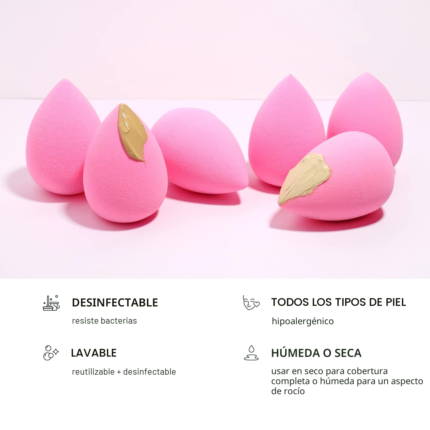 AOA STUDIO JUEGO DE 6 ESPONJAS DE MAQUILLAJE SIN LÁTEX Y ALTA DEFINICIÓN KIT DE MAQUILLAJE SET DE 6 MAQUILLAJE WONDER - 5