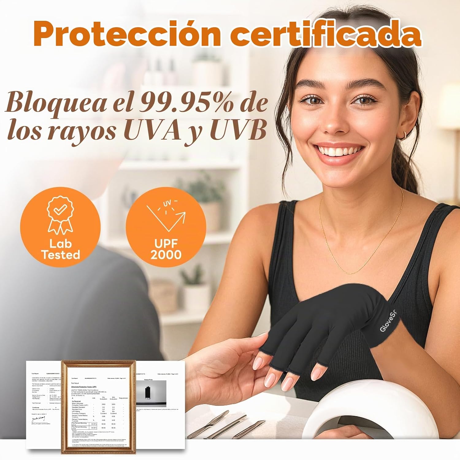GUANTES UV GRUESOS PARA UÑAS, GUANTES DE PROTECCIÓN UV UPF50 , DISEÑO SIN DEDOS PARA MUJERES, MANICURA DE GEL ANTI UVA UVB - 4
