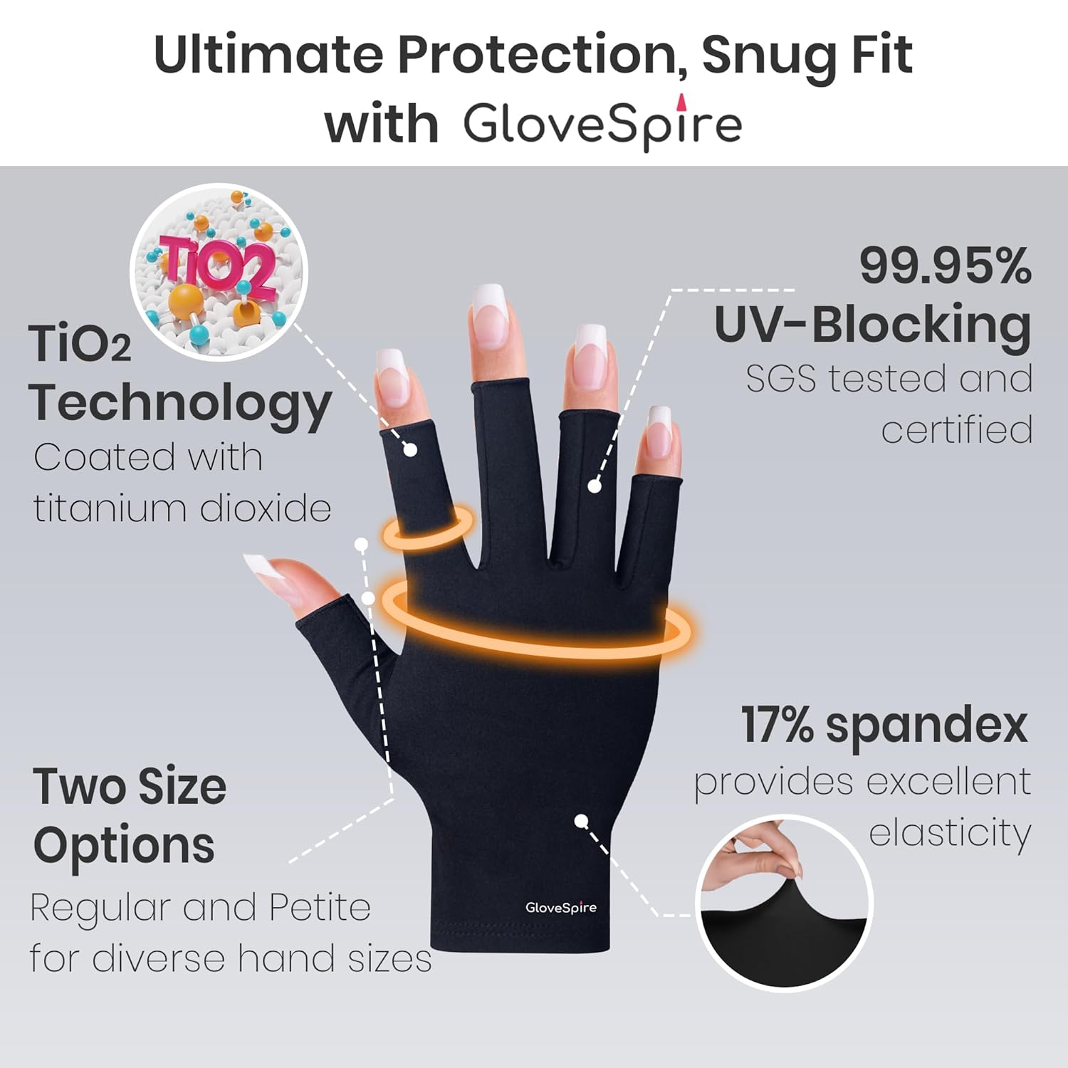 GUANTES UV GRUESOS PARA UÑAS, GUANTES DE PROTECCIÓN UV UPF50 , DISEÑO SIN DEDOS PARA MUJERES, MANICURA DE GEL ANTI UVA UVB - 5