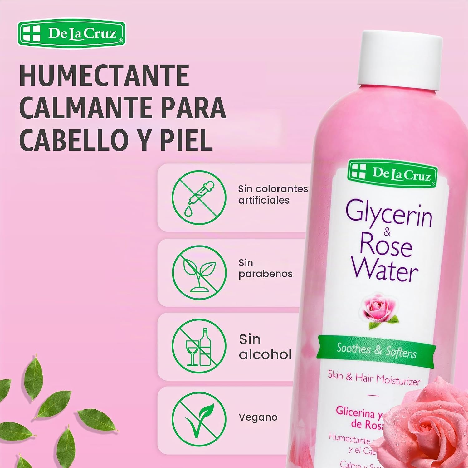 HUMECTANTE PARA LA PIEL DE LA CRUZ, GLICERINA Y AGUA DE ROSA, 8 OZ, PAQUETE DE DE 1 - 2