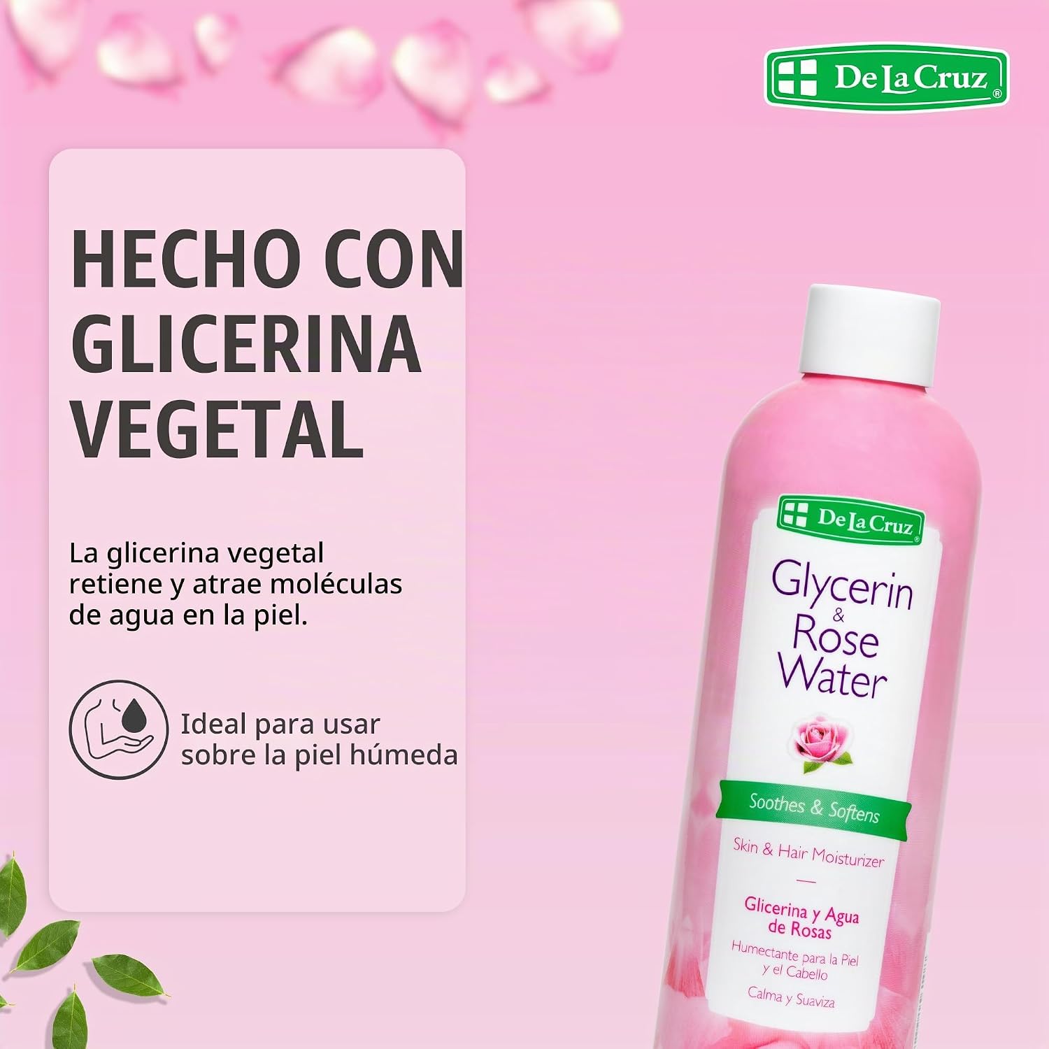HUMECTANTE PARA LA PIEL DE LA CRUZ, GLICERINA Y AGUA DE ROSA, 8 OZ, PAQUETE DE DE 1 - 4