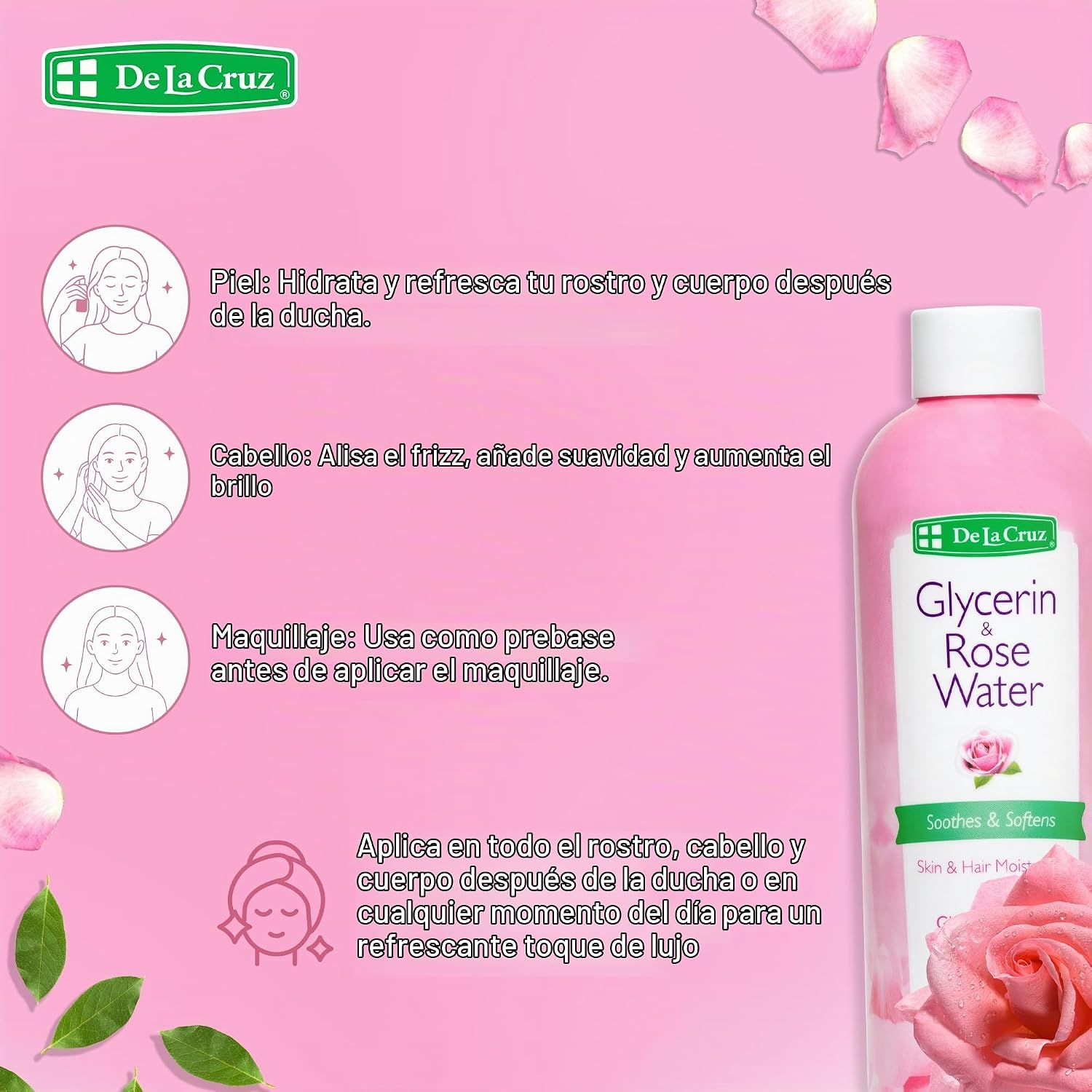HUMECTANTE PARA LA PIEL DE LA CRUZ, GLICERINA Y AGUA DE ROSA, 8 OZ, PAQUETE DE DE 1 - 6